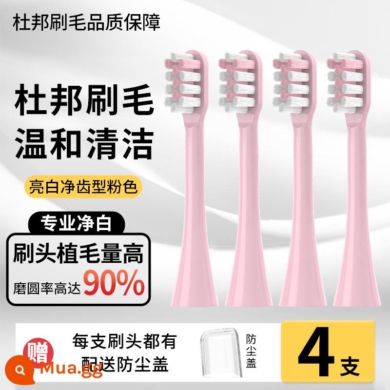 Thích hợp cho bàn chải đánh răng điện Đầu bàn chải LMN của Đức L1L2L1-TZ đầu bàn chải màu trắng chắc chắn Đầu bàn chải thay thế đa năng Curtis - [Loại Răng Trắng Sáng]Hồng 4 Gói