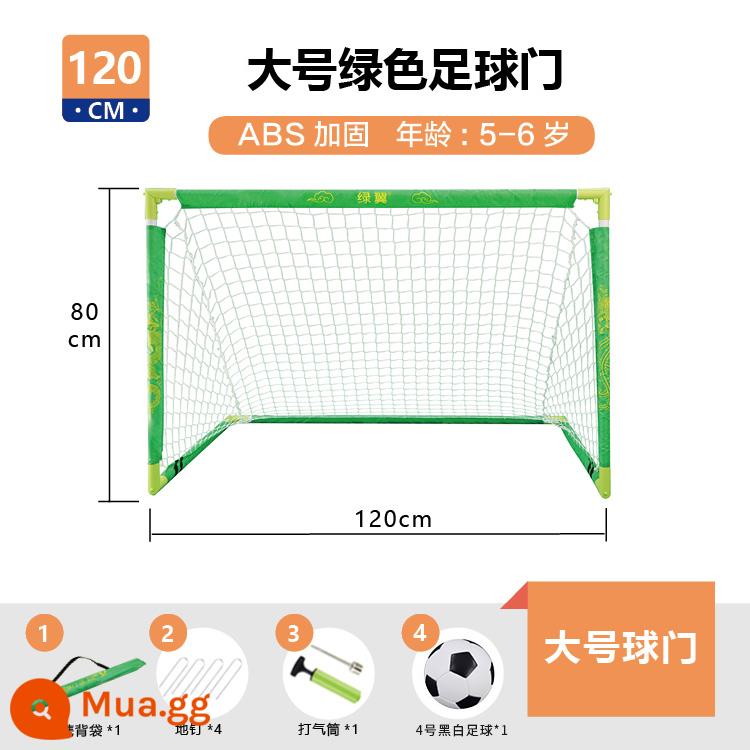 Cánh xanh khung thành bóng đá nhà trẻ em trong nhà gia đình ngoài trời gấp di động huấn luyện khung cửa lưới mẫu giáo mục tiêu nhỏ - Màu xanh lá cây cỡ lớn [free size 4 quả bóng đá đen trắng + bơm + đinh mài + túi đựng]