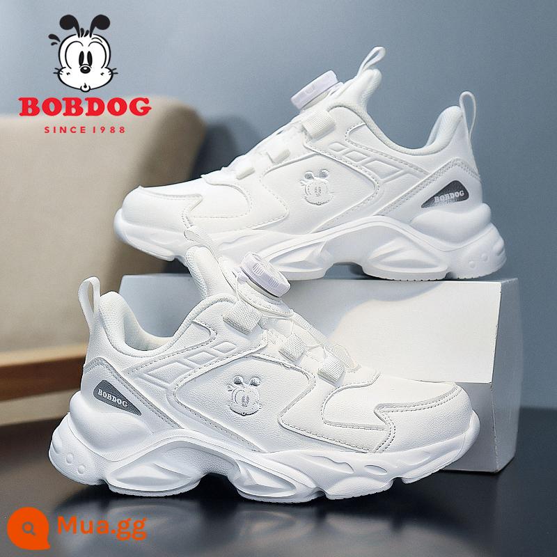 Bob Dou Trẻ Em Giày Trắng Bé Trai Giày Xuân Thu Lưới Giày Thể Thao Bé Gái Chính Thức Flagship Store - S038 trắng [bề mặt da]