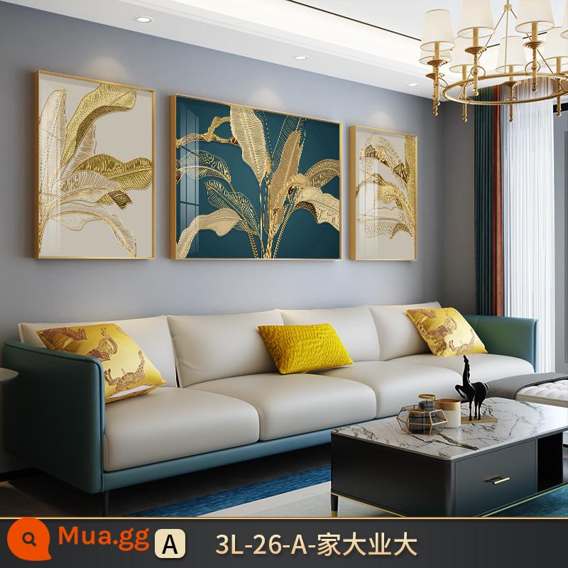 Hiện đại đơn giản phòng khách vẽ tranh trang trí sofa nền treo tường ánh sáng sang trọng cao -những bức tranh tường khí quyển ba bức tranh pha lê vẽ tranh vẽ tranh vẽ tranh vẽ tranh pha lê - Khung vàng 3L-26-A