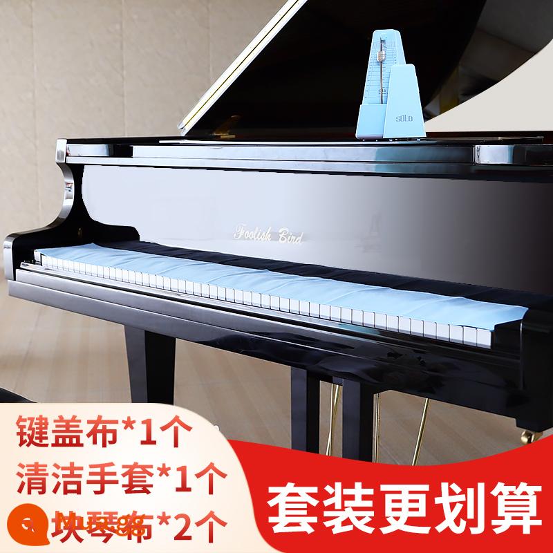 Vải bọc bàn phím đàn piano Platinum Sino vải nhung hai mặt chống bụi vải sợi nhỏ dày vải đàn piano điện tử 88 phím - Harumi Blue [Vỏ phím đa năng | Găng tay | Vải đàn piano lớn]