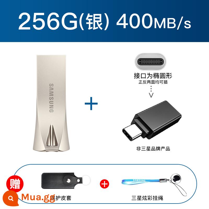 Ổ đĩa flash Samsung 128g tốc độ cao Tesla xe hơi điện thoại di động máy tính sử dụng kép ổ đĩa flash USB mini kim loại ssd mức trạng thái rắn - [Giao diện USB3.1] Mẫu kim loại 256G Bạc