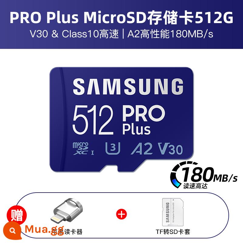 Thẻ nhớ Samsung 512g DJI máy bay không người lái thẻ tf tốc độ cao chuyển đổi thẻ nhớ thẻ micro sd 1t - 512G (180M/s) + Đầu đọc thẻ điện thoại di động Apple