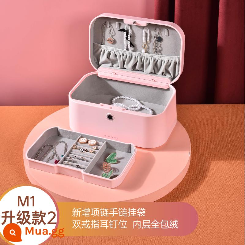 God Finger Treasure Box vân tay Hộp trang sức khóa 2022 Tay mới -Jewelry Code Storage Trang sức an toàn - Phiên bản cao cấp - Ký ức ngọt ngào (hồng nhạt) khuyên dùng cho cá nhân