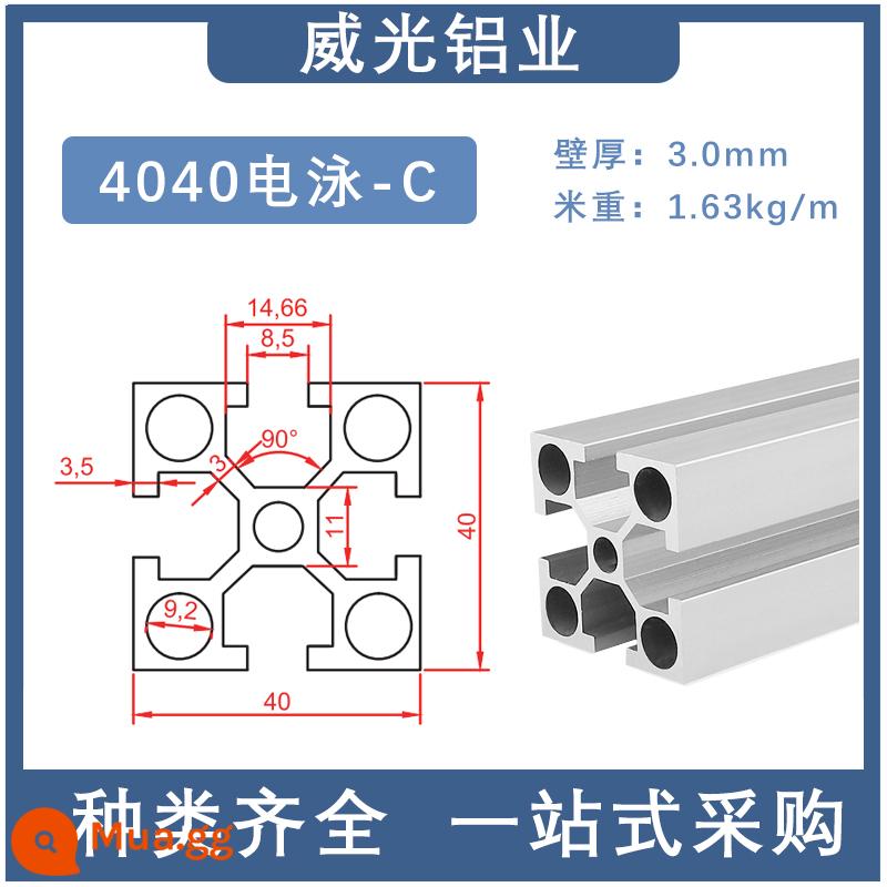 4040 tiêu chuẩn quốc gia tiêu chuẩn quốc gia vật liệu ép đùn nhôm công nghiệp hợp kim nhôm hồ sơ khung cửa bàn làm việc thiết bị giá xử lý khung tùy chỉnh - Lỗ tròn điện di 4040 * 3.0