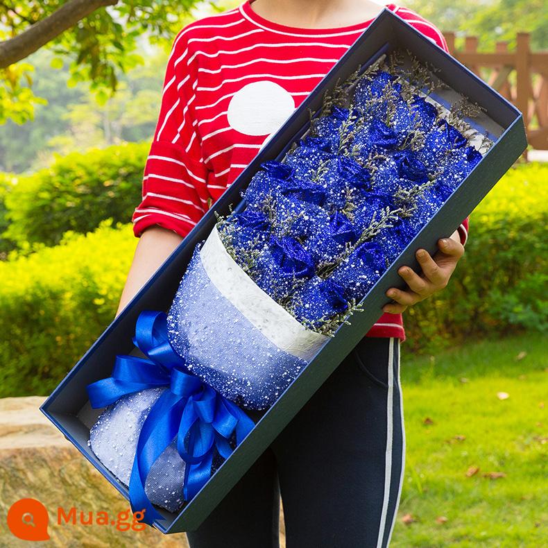 National Blue Demon Girl Blue Rose Bouquet Gift Box Flower Express Cùng thành phố Quảng Châu Hàng Châu Thượng Hải Nam Kinh Hợp Phì Store - Tình yêu màu xanh (19 bông hoa bùa xanh)