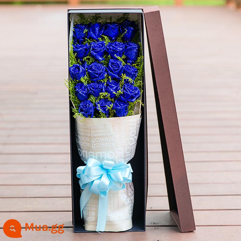 National Blue Demon Girl Blue Rose Bouquet Gift Box Flower Express Cùng thành phố Quảng Châu Hàng Châu Thượng Hải Nam Kinh Hợp Phì Store - Người mẫu nổi tiếng trên Internet (19 bông hoa bùa xanh)