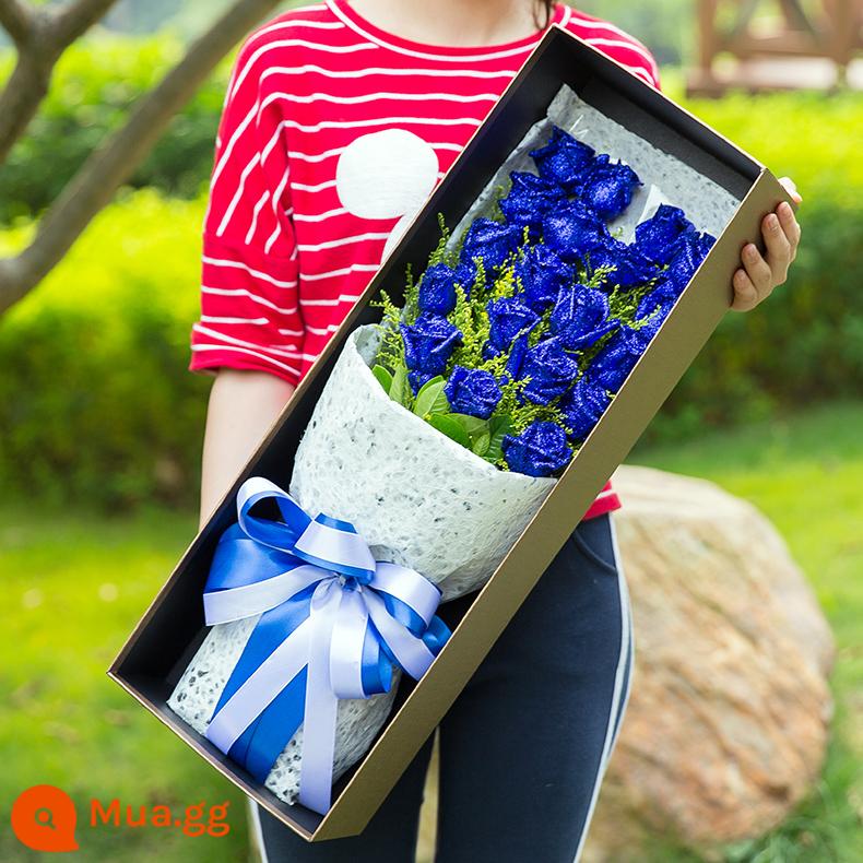 National Blue Demon Girl Blue Rose Bouquet Gift Box Flower Express Cùng thành phố Quảng Châu Hàng Châu Thượng Hải Nam Kinh Hợp Phì Store - Định mệnh cho cuộc đời này (19 bông hoa bùa xanh)