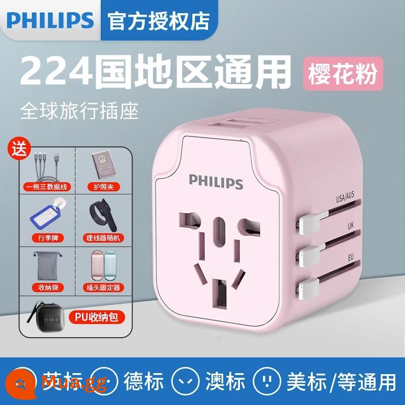 Phích cắm chuyển đổi Philips toàn cầu phổ thông Tiêu chuẩn Anh Ổ cắm tiêu chuẩn Châu Âu phiên bản Hồng Kông Nhật Bản đi nước ngoài ổ cắm đa năng - Phích cắm chuyển đổi phổ biến cho 224 quốc gia (bột đá đi kèm gói quà tặng 7 miếng)