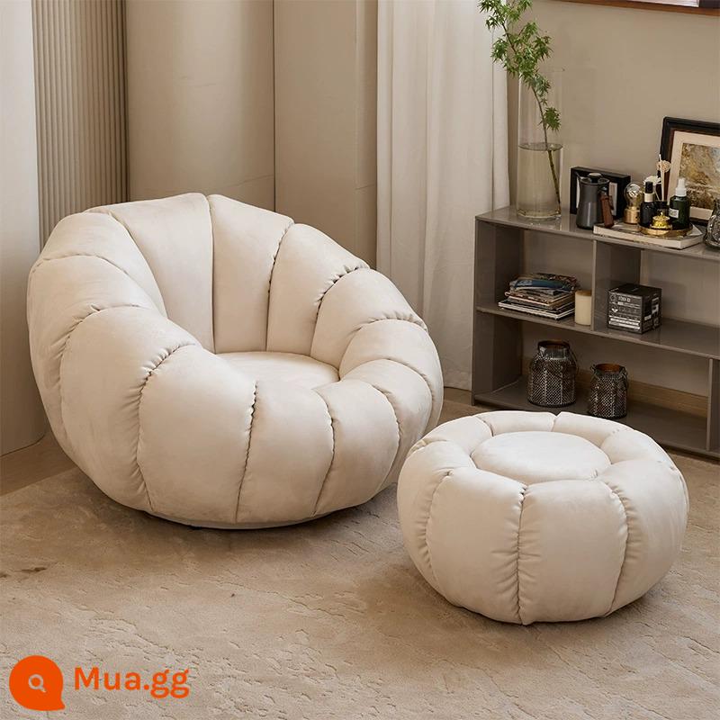 Sofa Lười Bí Ngô Ghế Tất Nam Đơn Thịt Cừu Nhung Phòng Ngủ Dễ Thương Ban Công Cổ Bắc Âu Ghế Sofa Nhỏ - Màu trắng nhạt (da lộn) có thể xoay + bàn đạp