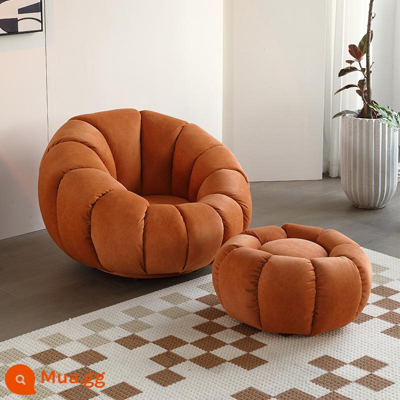 Sofa Lười Bí Ngô Ghế Tất Nam Đơn Thịt Cừu Nhung Phòng Ngủ Dễ Thương Ban Công Cổ Bắc Âu Ghế Sofa Nhỏ - Màu cam (nhung kỹ thuật) có thể xoay + bàn đạp