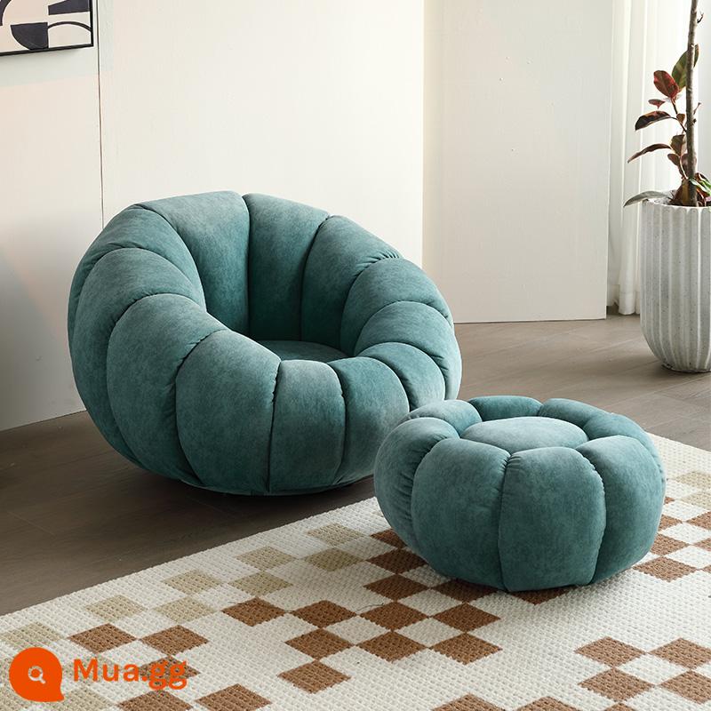 Sofa Lười Bí Ngô Ghế Tất Nam Đơn Thịt Cừu Nhung Phòng Ngủ Dễ Thương Ban Công Cổ Bắc Âu Ghế Sofa Nhỏ - Hồ xanh (nhung kỹ thuật) có thể xoay + bàn đạp