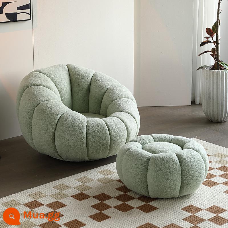 Sofa Lười Bí Ngô Ghế Tất Nam Đơn Thịt Cừu Nhung Phòng Ngủ Dễ Thương Ban Công Cổ Bắc Âu Ghế Sofa Nhỏ - Màu xanh lá cây trong suốt (lông cừu) có thể xoay + bàn đạp