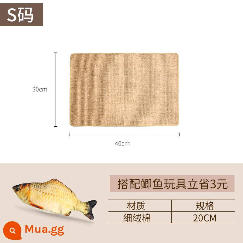 Snow Mountain Star mèo cào bảng sisal thảm không làm rơi vụn bảo vệ ghế sofa máy mài mèo cào thảm chịu mài mòn chống cắn - Size S [màu ngẫu nhiên] + đồ chơi cá chép [thu mua tặng 5 đinh vít]