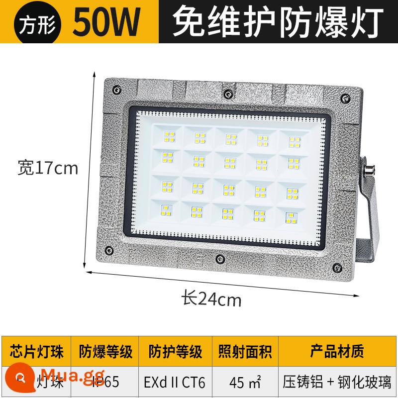 Đèn led chống cháy nổ Thượng Hải Yaming đường hầm trạm xăng nhà máy hóa chất đèn pha tròn chống ăn mòn chống cháy nổ 50w - Đèn chống cháy nổ chuyên dụng 50W vuông EX chứng chỉ chuyên nghiệp