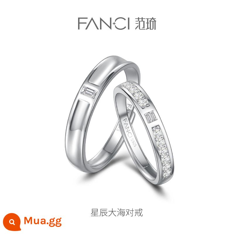 Fanci Fan Qi Trang Sức Bạc Cặp Nhẫn Mở Niche Light Nhẫn Sang Trọng Nhẫn Đơn Nữ Siêu Liên Kết 1 Quà Tặng Lễ Tình Nhân - Vòng sao và biển