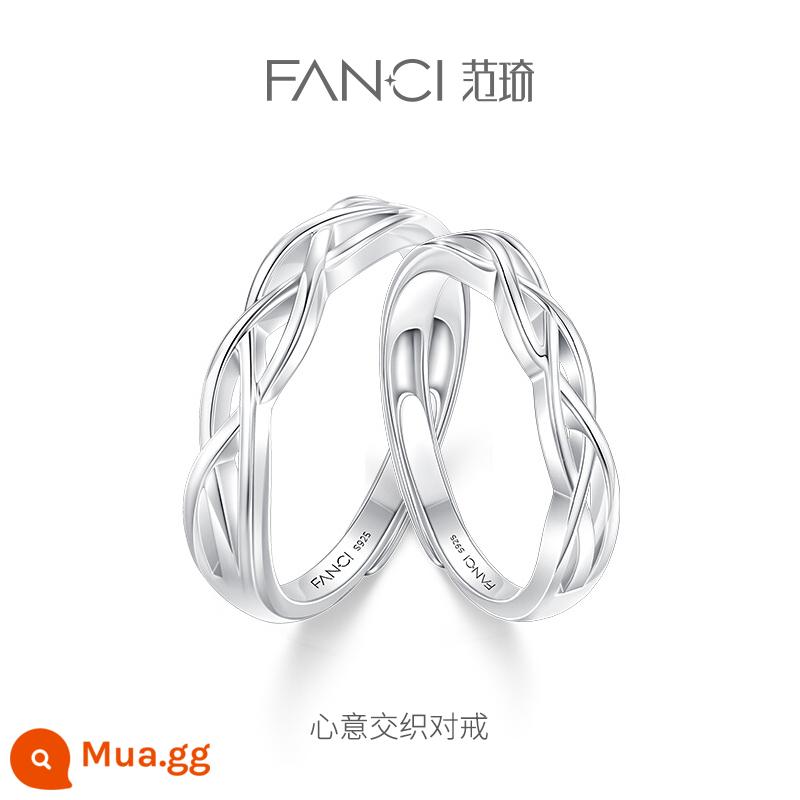 Fanci Fan Qi Trang Sức Bạc Cặp Nhẫn Mở Niche Light Nhẫn Sang Trọng Nhẫn Đơn Nữ Siêu Liên Kết 1 Quà Tặng Lễ Tình Nhân - Nhẫn Trái Tim Đan Nhau - Một Cặp