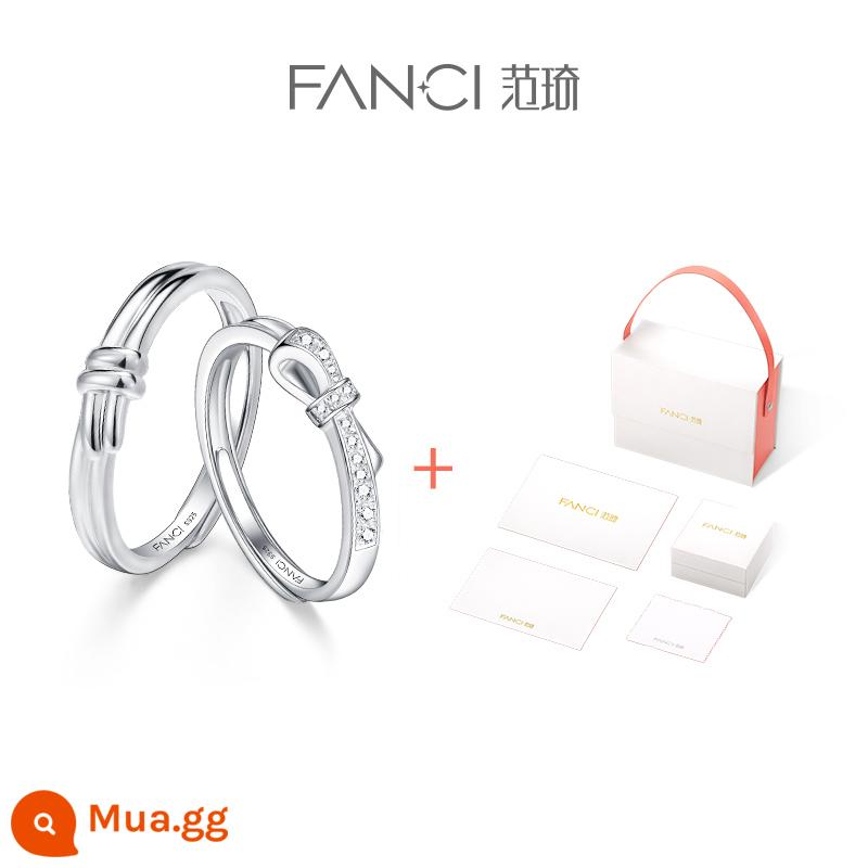 Trang sức bạc Fanci Fan Qi [Dòng Smart Knot] Nhẫn cặp đôi tình yêu đơn giản thích hợp ánh sáng thiết kế sang trọng nhẫn nữ - nhẫn tình yêu đơn giản