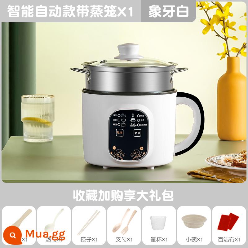 Nồi Cơm Điện Gia Đình Nhỏ 2 Người 1 Đa Năng Gia Đình Mini Nhỏ Súp Đôi Thông Minh Hấp Và Nấu Ăn - Model Cách Nhiệt Thông Minh 1.7L [Trắng] + Nồi Hấp