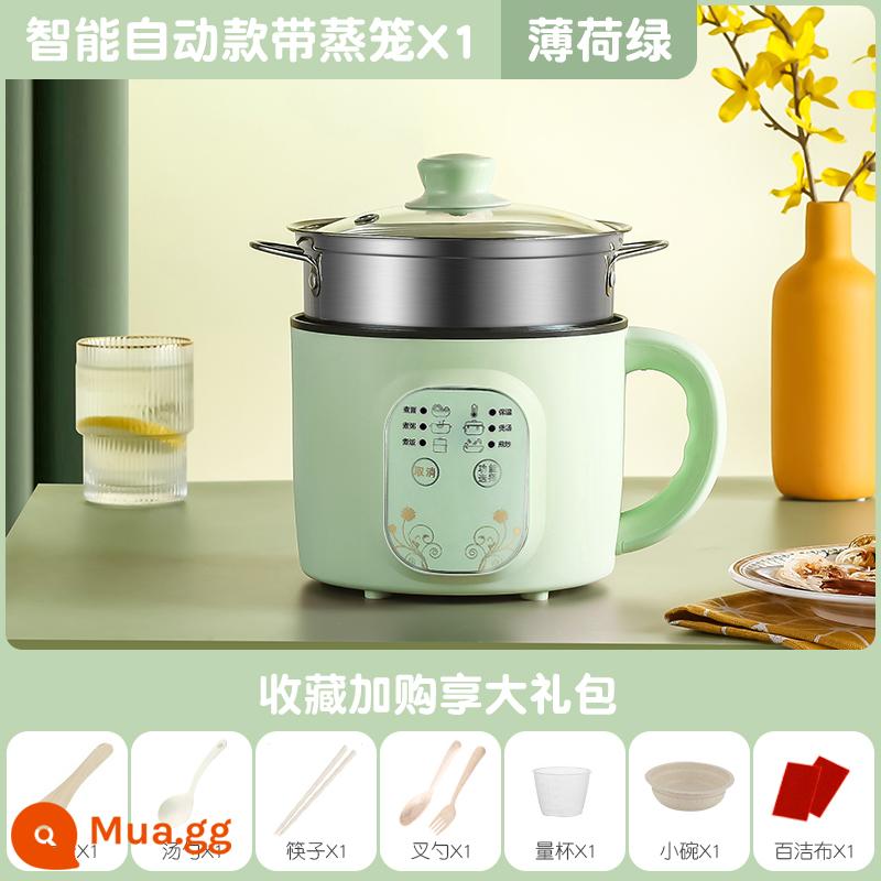 Nồi Cơm Điện Gia Đình Nhỏ 2 Người 1 Đa Năng Gia Đình Mini Nhỏ Súp Đôi Thông Minh Hấp Và Nấu Ăn - Model cách nhiệt thông minh 1.7L [Xanh] + Nồi hấp