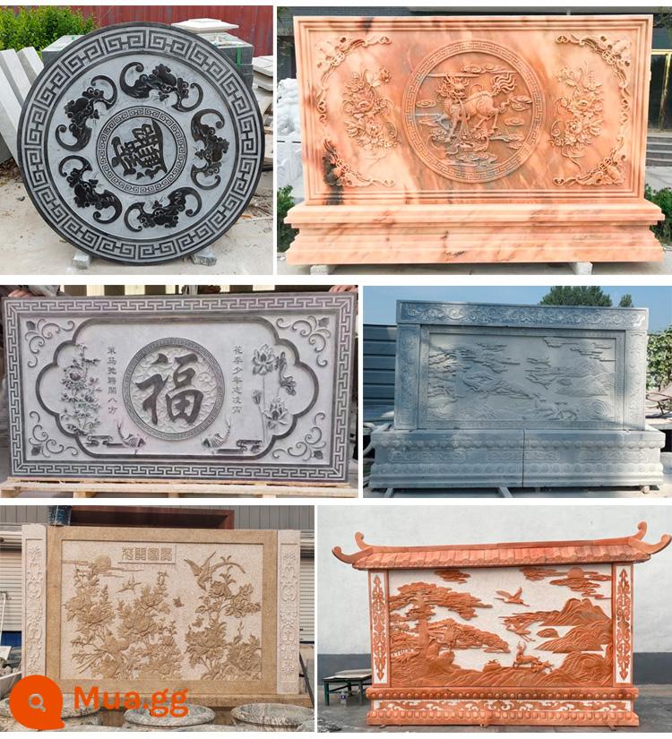 Đá chạm khắc bóng tường màu xanh lá cây Cứu trợ bức tranh tường Han White Jade Shadow Wall Hoàng hôn Red Courtyard Garden Porch Cứu trợ bằng đá cẩm thạch - đường kính 1 mét