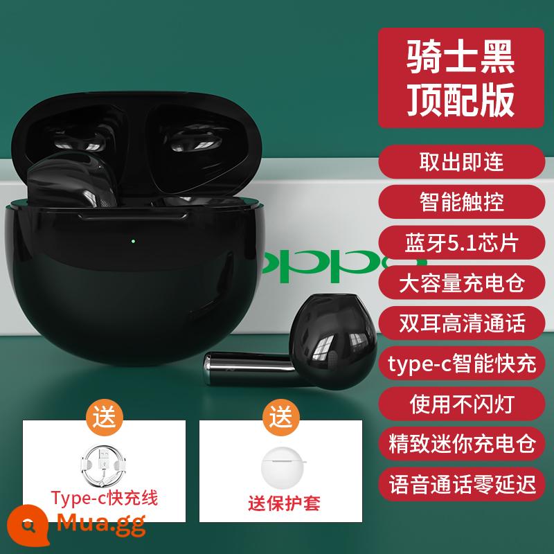 Tai nghe bluetooth không dây chính hãng phù hợp với OPPO hai tai Reno6/5/4/3/R15/17pro Findx2 K3 Ace2/A32 điện thoại di động phổ thông 2021 mới thời lượng pin siêu dài 5G - [Phiên bản hàng đầu Knight Black] Chính hãng + ghép nối tự động + giảm tiếng ồn thông minh + máy chủ hai tai + độ trễ 0 giây