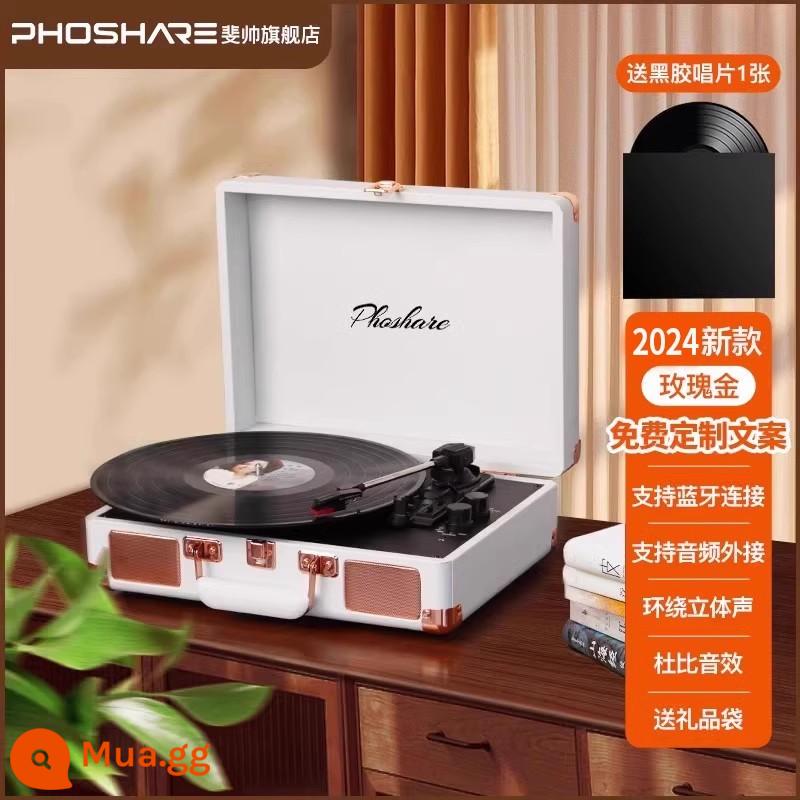 phoshare Fei Shuai máy ghi âm ngày lễ retro máy ghi âm vinyl máy hát sinh nhật quà tặng Năm Mới - Mẫu 2024 [Vàng hồng 5w + bản ghi vinyl] hộp màu + bút cảm ứng + thiệp chúc mừng ★ Tùy chỉnh riêng tư khắc miễn phí..