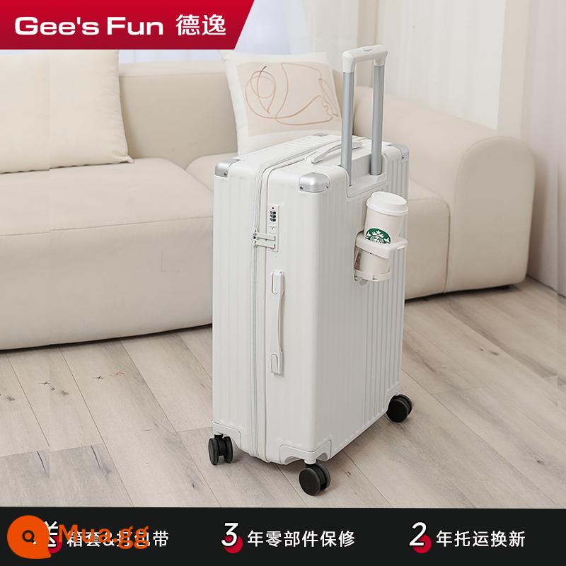 Deyi Vali Nữ Đa Năng Bánh Xe Đẩy Ốp Lưng Nam Lên Máy Bay 20 Dày Công Suất Lớn 26 Inch Mật Khẩu Bao Da Du Lịch - Dreamer Pro (dây kéo nhẹ + ngăn đựng cốc nâng cấp + túi treo) màu trắng