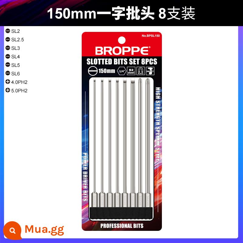 Có Rãnh Bit Bộ Điện Máy Khoan Điện Từ Tính Mạnh Tua Vít S2 Độ Cứng Cao Siêu Cứng Công Nghiệp Mở Rộng Mũi Gió - 8 miếng kết hợp 150mm