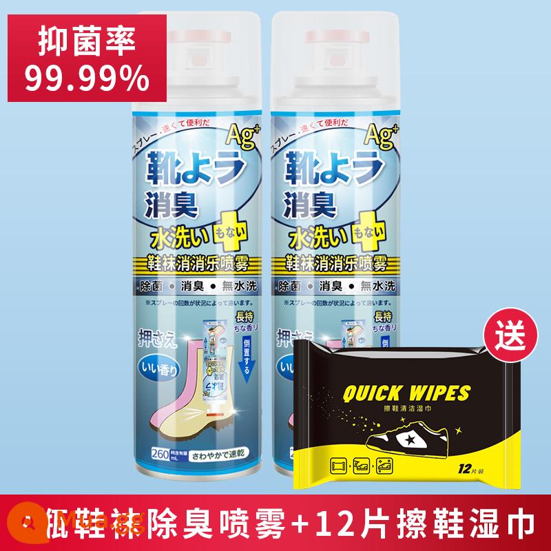 Xịt khử mùi giày, khử mùi giày và tất giày thể thao, khử mùi tủ giày, khử mùi, diệt khuẩn và khử mùi hôi chân hiện vật - ♥Hương hoa và trái cây-2 chai [Tặng 12 miếng khăn lau giày]♥