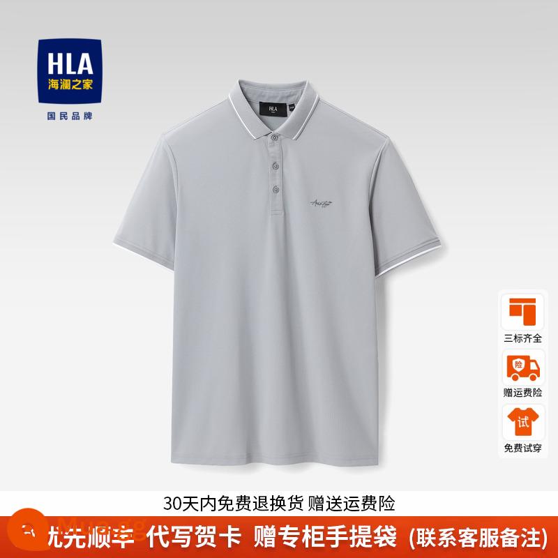 HLA/Hailan Nhà Áo Sơ Mi Nam Bố Áo Thun Tay Ngắn Mùa Hè Cao Cấp Công Sở Ve Áo Rời Top Nam - xám nhạt 25