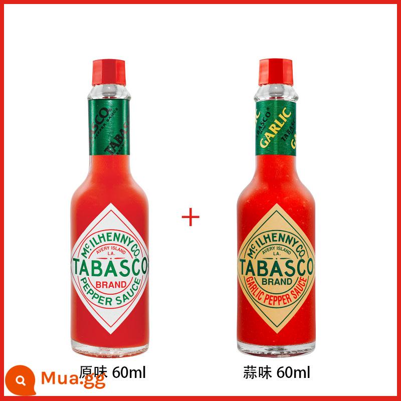 Ớt tabasco nhập khẩu Mỹ tương ớt 0 béo Tương ớt Mỹ chai nhỏ tương ớt sốt thực phẩm tây - [2 chai hương vị] Hương truyền thống 60ml + Hương tỏi 60ml