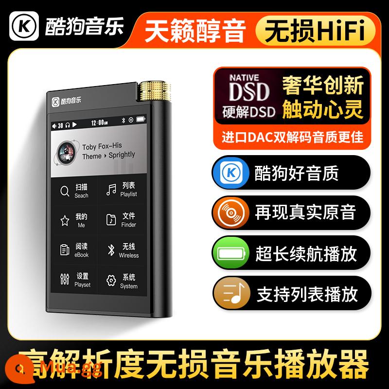 Cool dog mp3mp4 Walkman không bị biến dạng máy nghe nhạc hifi nghe các bài hát tạo tác giải pháp cứng di động DSD256 bluetooth - Màu đen - Chất lượng âm thanh không bị biến dạng