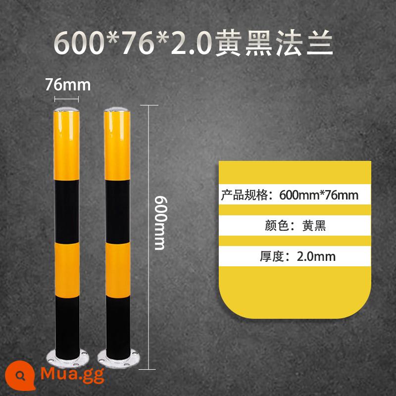 Cột cảnh báo ống thép Cột rào chắn Cọc đường phản quang Hoạt động đường bộ Cột chống va chạm Cọc cố định Cột cách ly Cột vượt vạch - Mặt bích màu vàng và đen 600*76*2.0