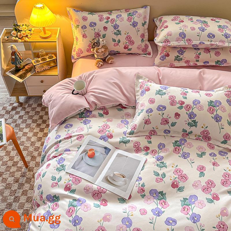 Bộ bốn mùa bằng cotton nguyên chất 100 tấm vỏ chăn dày ký túc xá sinh viên Bộ ba món đơn giản thân thiện với làn da 4 - Juanlian [Loại A dành cho bà mẹ và trẻ sơ sinh]