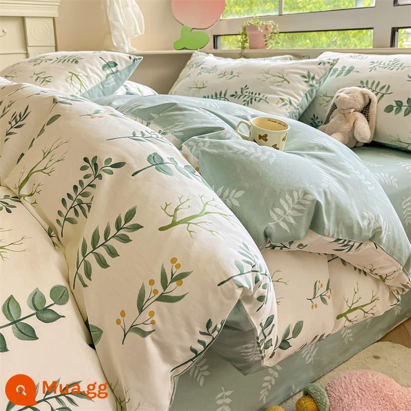 Kangaroo 100 cotton nguyên chất ga trải giường 4 mảnh chăn ký túc xá sinh viên 3 mảnh được trang bị ga giường 4 - MILF-Liu Li