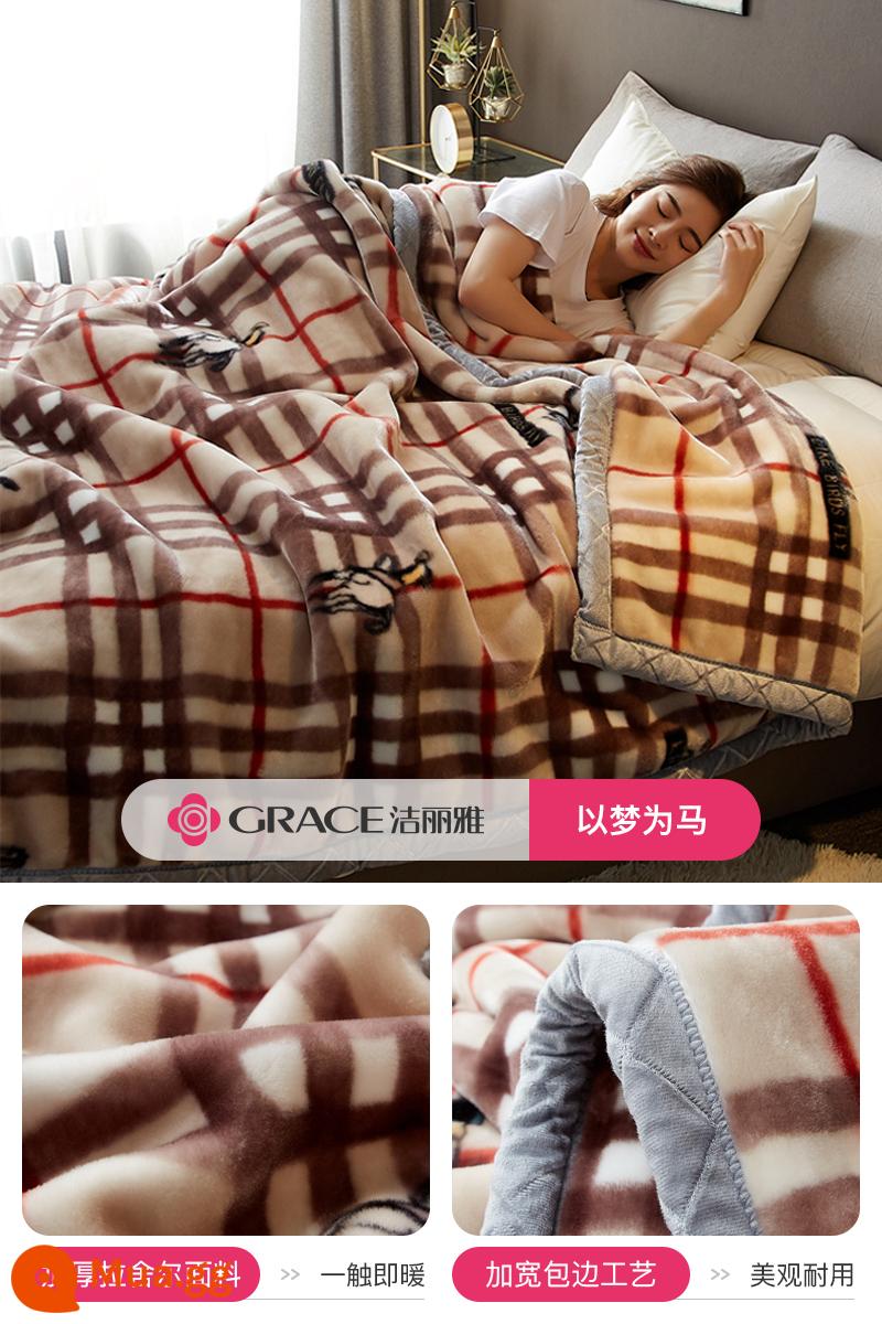 Chăn Jelia Raschel chăn dày mùa đông nhung san hô flannel chăn văn phòng cho giường sofa - Lấy giấc mơ làm ngựa [Vải chống tĩnh điện loại A có thể được trải hoặc che phủ]