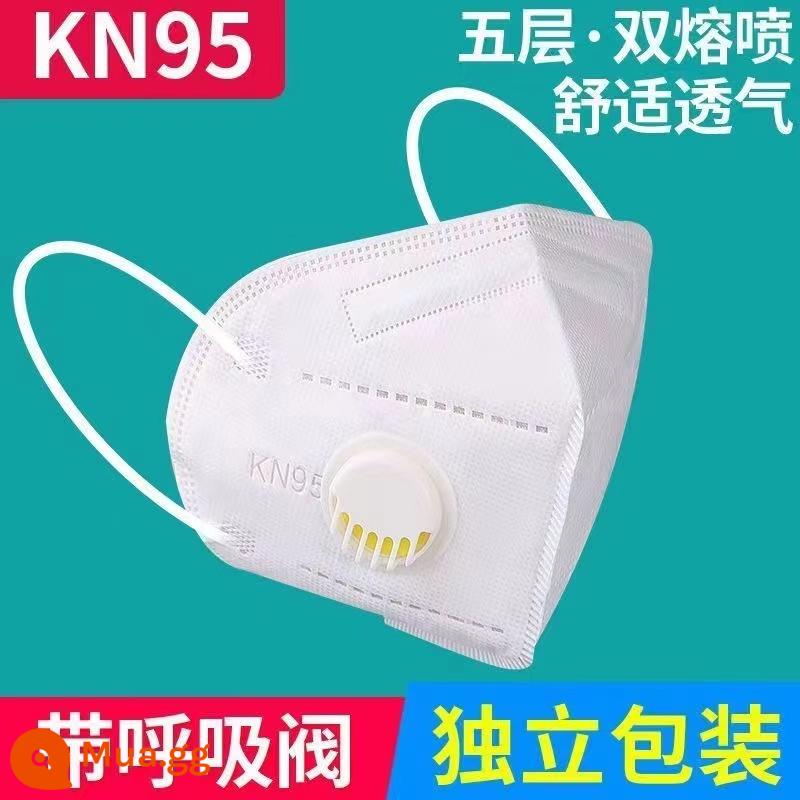 Mặt nạ kn95 bảo vệ thoáng khí Mặt nạ chống bụi công nghiệp màu trắng dùng một lần Mặt nạ chống khói nước bọt Mặt nạ KN95 - 5 lớp-trắng-50 miếng có van thở-kn95 đóng gói riêng