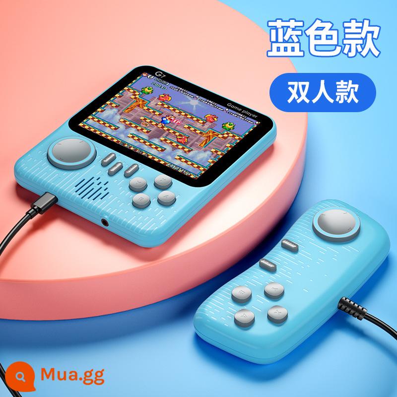 Quà tặng Retro nỗi nhớ tuổi thơ mới Tetris đôi sạc điện thoại di động cho trẻ em chơi game cầm tay cầm tay arcade - [Siêu mỏng 2cm khi đi du lịch] Kiểu du lịch đôi 3,5 inch màu xanh lam + Cáp AV + cáp sạc