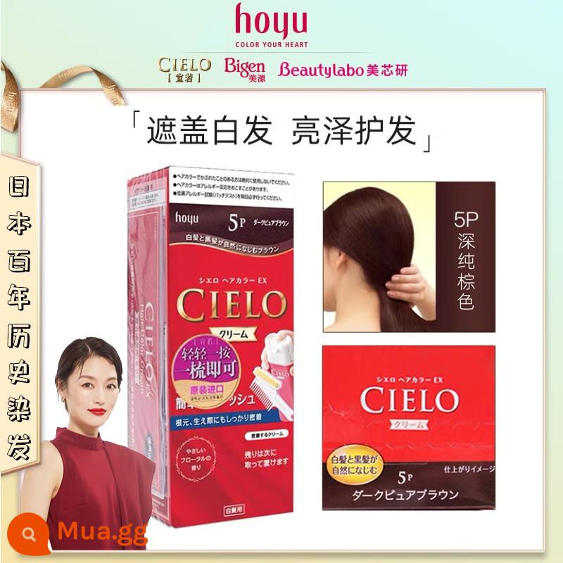 Nhật Bản Hoyu Meiyuan CIELO Xuanruo Thuốc Nhuộm Tóc Vật Có Sức Khỏe Bao Tóc Trắng Nguyên Chất Xốp Kem Xốp Nữ Nhập Khẩu - (Hai hộp) Bao bì mới màu nâu đậm 5P