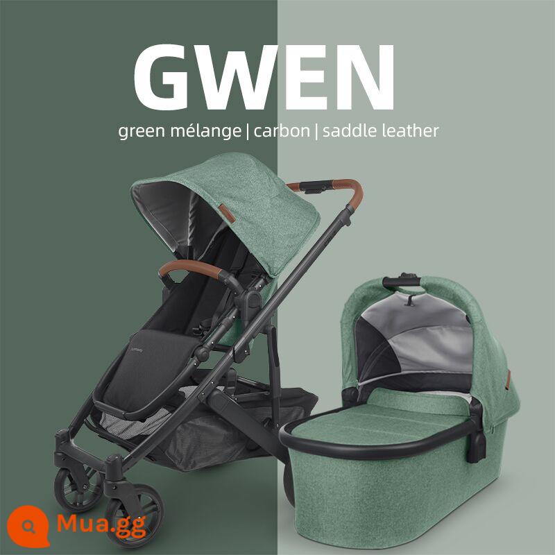 UPPAbaby Cruz V2 cao cấp ngồi gấp xe đẩy trẻ sơ sinh giảm xóc 2 chiều xe đẩy em bé - Grey Lake Green [Bộ giỏ cho bé]