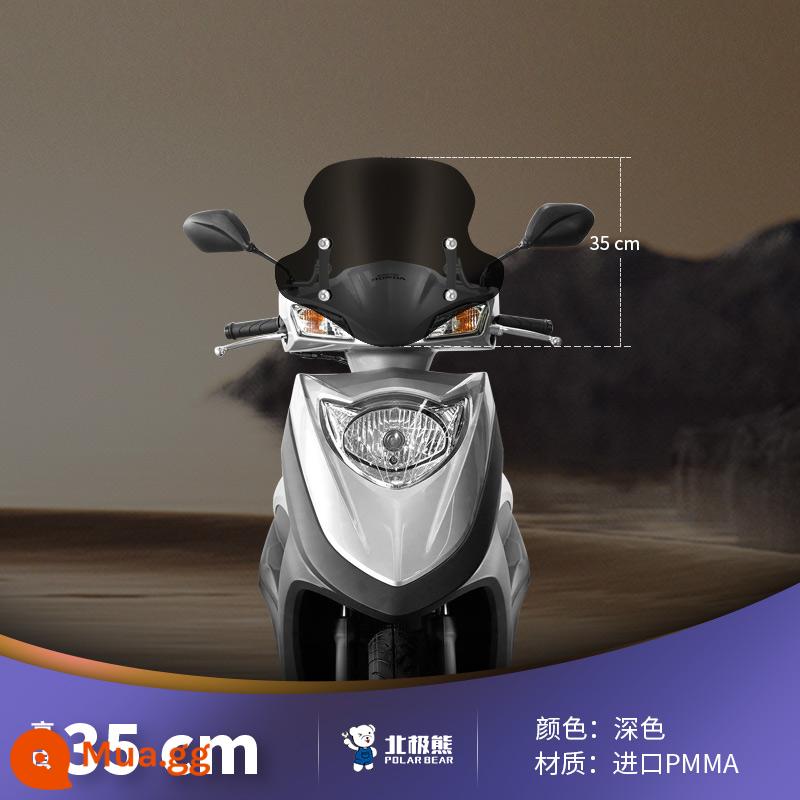 Thích hợp cho lục địa mới Honda NS125D bàn đạp kính chắn gió đầu máy phụ kiện sửa đổi kính chắn gió nâng nhập khẩu - Kính chắn gió tối màu 35 cm + khung thép không gỉ 304