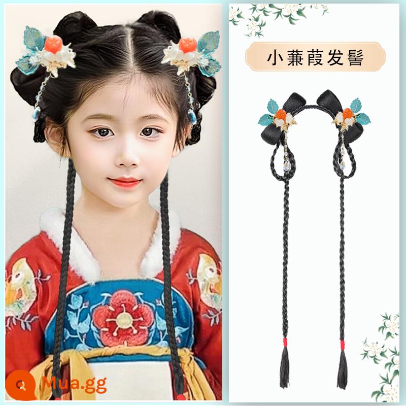 Trẻ em Hanfu tóc giả gói tấm tóc cổ trang phục một mảnh headband cổ gió tóc giả bé gái tạo kiểu phụ kiện tóc búi tóc trùm đầu - Bánh bao Jianjia nhỏ + mũ màu cam