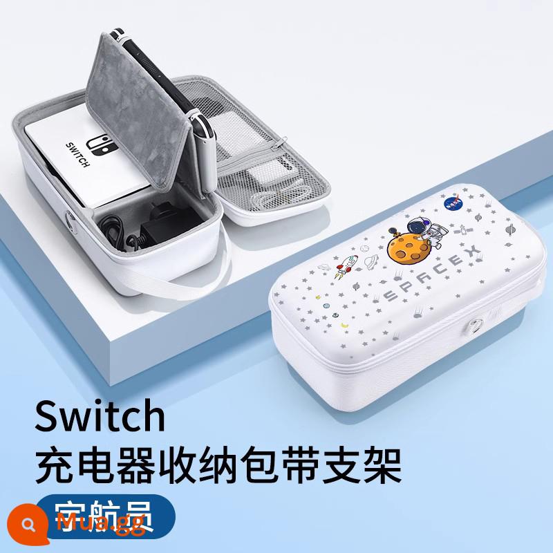 Túi lưu trữ công tắc BJBite Vỏ bảo vệ Switcholed dung lượng lớn di động đi lại ns bảng điều khiển trò chơi hộp cassette màn hình OLED trọn bộ phụ kiện vỏ tay cầm Lite hộp vỏ cứng - Công tắc [Phi hành gia √ Có thể lắp đặt bằng bộ sạc + đế] chân đế tích hợp