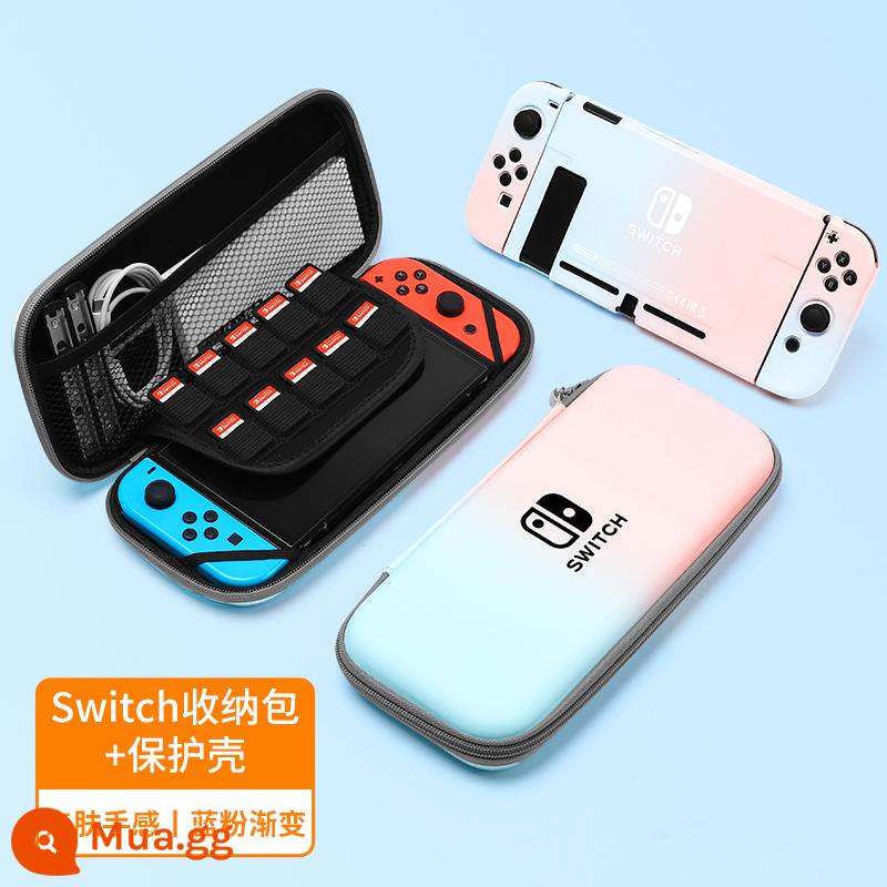 Chính thức Nintendo switcholed vỏ bảo vệ công tắc tay cầm vỏ ns vỏ cứng đế có thể cắm vỏ trong suốt vỏ oled túi lưu trữ bộ phụ kiện silicone mềm vỏ mềm riêng biệt tay áo silicone - chuyển đổi vỏ thân thiện với da "gradient xanh hồng" + túi đựng √ phim + nắp miễn phí