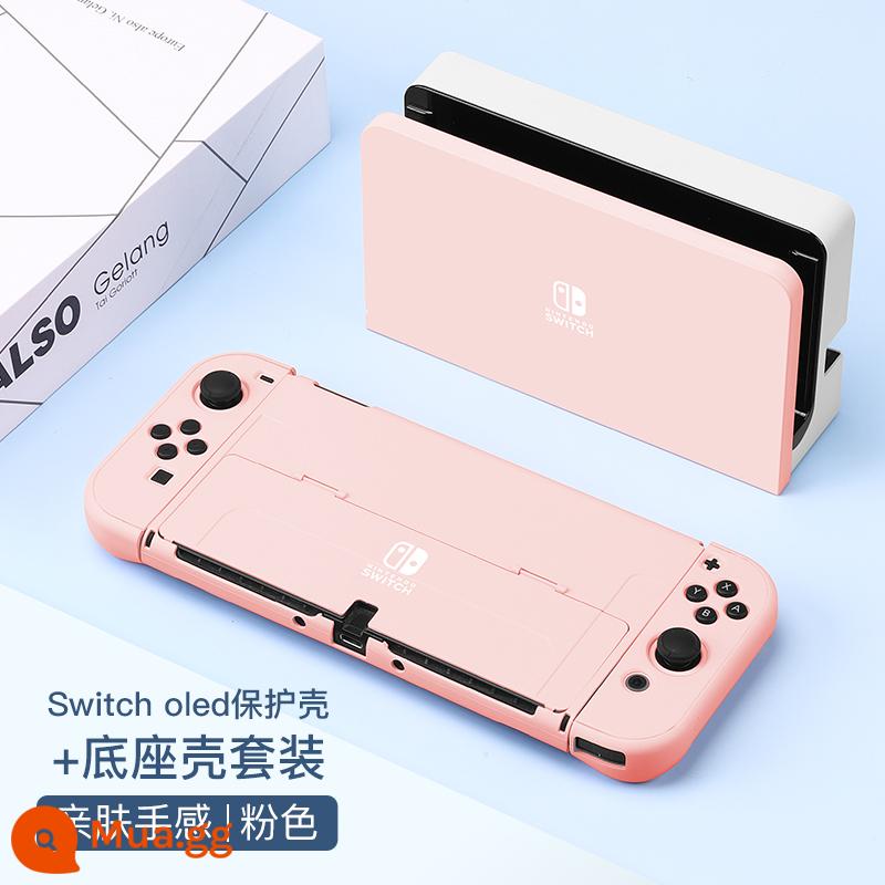 Vỏ bảo vệ Nintendo Switch, tay cầm Switchol, vỏ túi lưu trữ OLED, bộ phụ kiện đầy đủ, đế cắm ns, vỏ cứng, vỏ trong suốt, tách rời, vỏ mềm, hộp trò chơi di động bằng silicon - Vỏ + vỏ thân thiện với da "Sakura Pink" được chuyển đổi √ màng + nắp miễn phí