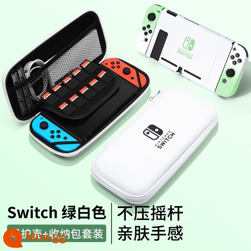 Vỏ bảo vệ Nintendo Switch, tay cầm Switchol, vỏ túi lưu trữ OLED, bộ phụ kiện đầy đủ, đế cắm ns, vỏ cứng, vỏ trong suốt, tách rời, vỏ mềm, hộp trò chơi di động bằng silicon - Vỏ + túi đựng thân thiện với da chuyển đổi "Green and White gradient" √ phim + nắp miễn phí