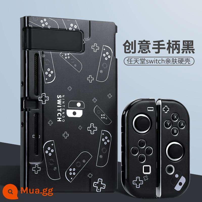 BJBite Nintendo switch vỏ bảo vệ switcholed tay cầm bìa silicone vỏ mềm ns phiên bản tuổi thọ pin vỏ tách rời bảng điều khiển trò chơi oled phiên bản Nhật Bản tích hợp phụ kiện vỏ cứng túi lưu trữ - Hộp cứng thân thiện với da Switch "Creative Controller Black" √ miễn phí phim + nắp