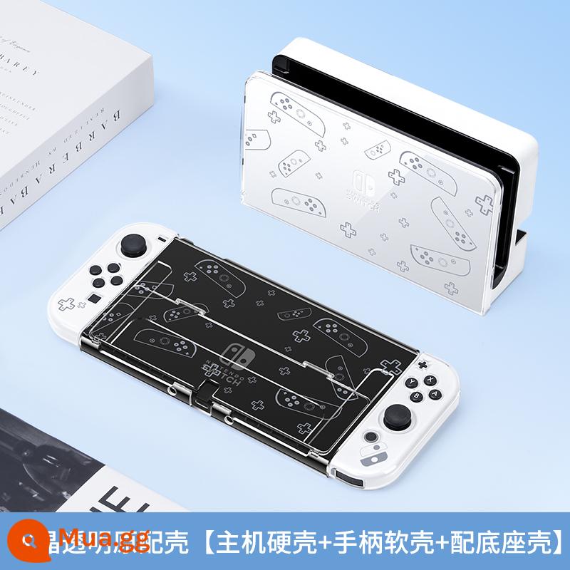 Nintendo switcholed vỏ bảo vệ chuyển đổi tay cầm bìa silicone vỏ mềm oled silicone trong suốt bìa ns bảng điều khiển trò chơi máy chủ riêng vỏ cứng đế cắm pha lê tích hợp phụ kiện mềm - Oled Transparent★ Tay cầm sáng tạo [Vỏ cứng máy chủ + Vỏ mềm tay cầm + Vỏ đế] Phim + nắp miễn phí