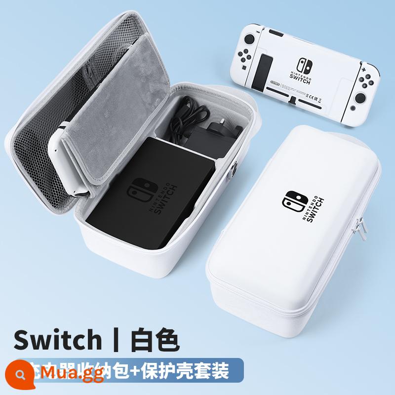 Bijibit switcholed túi lưu trữ Hộp đựng bộ sạc Nintendo switch di động dung lượng lớn hộp máy chơi game switchlite tay cầm oled cứng vỏ cứng phụ kiện bảng điều khiển ns - [Túi đựng công tắc màu trắng] + hộp bảo vệ ☆ có thể đựng sạc + đế